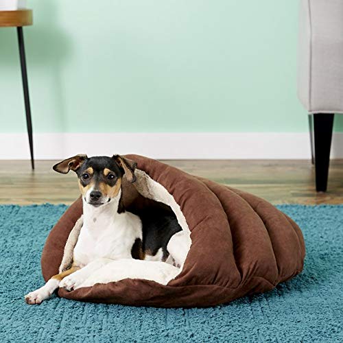 SPOT Sleep Zone Cuddle Cat Cave Bed for Indoor Cats and Mini Dogs 10 lbs - Durable, Comfortable, Washable - 12 inches Long - Chocolate