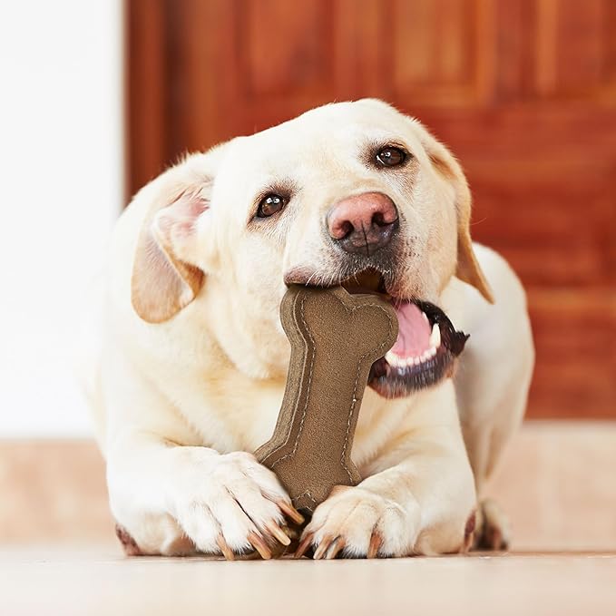 Spot thick chunky layers leather bone dog toy