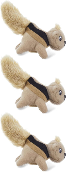 Squeakin squirrels outward 3 pack plush toys dog toy