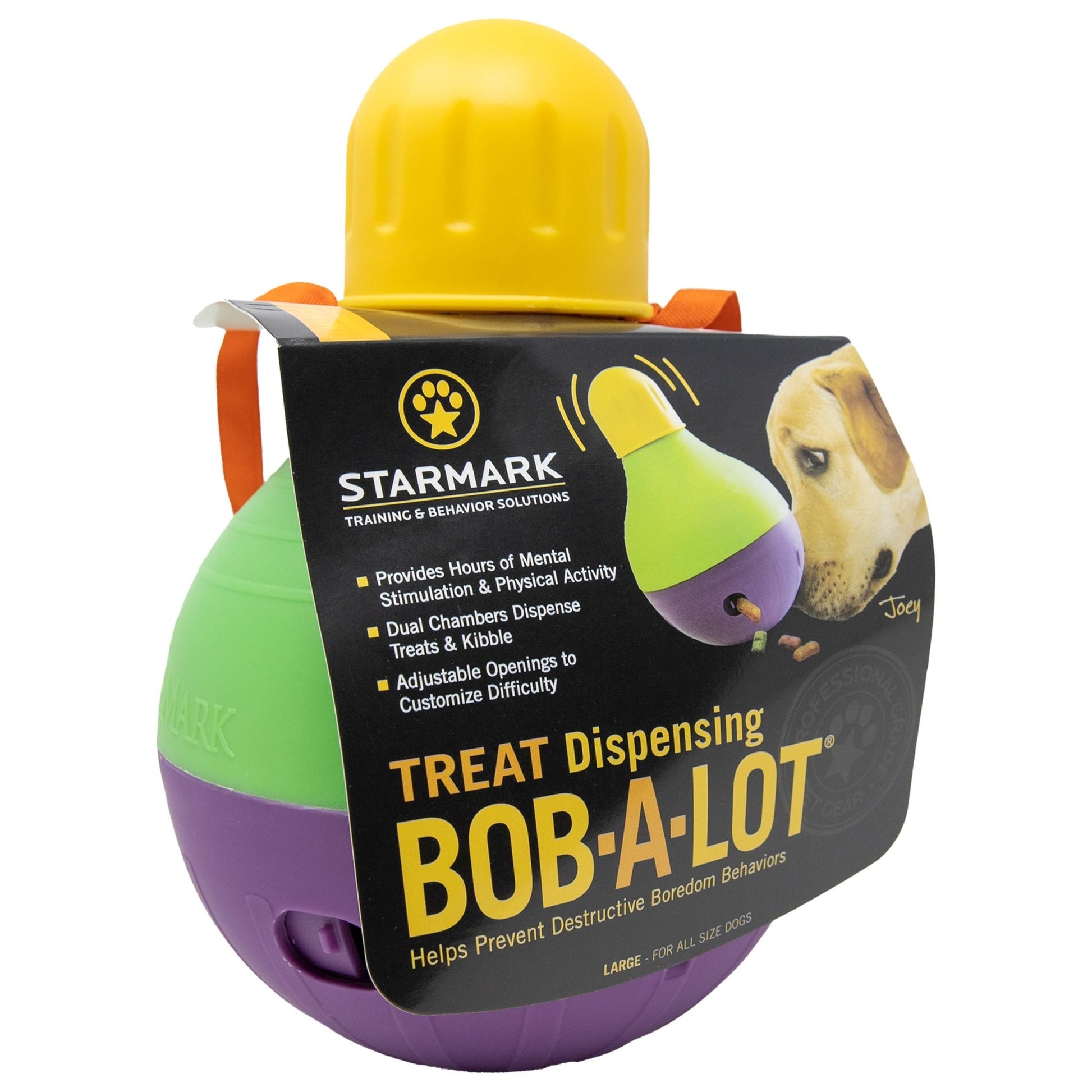 Starmark Bob - A - Lot Interactive Dog Pet Toy, Large, Yellow/Green/Purple