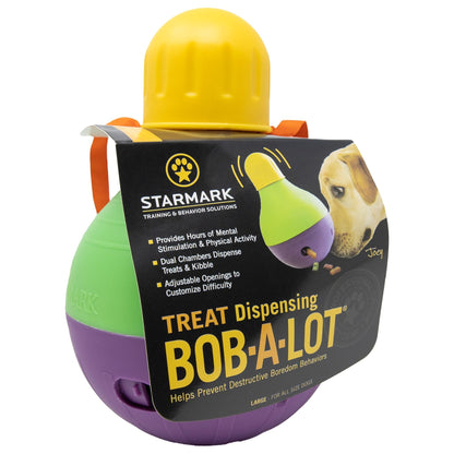 Starmark Bob - A - Lot Interactive Dog Pet Toy, Large, Yellow/Green/Purple