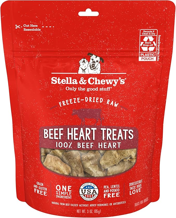 Stella and Chewy’s freeze dried raw 100% beef heart treats