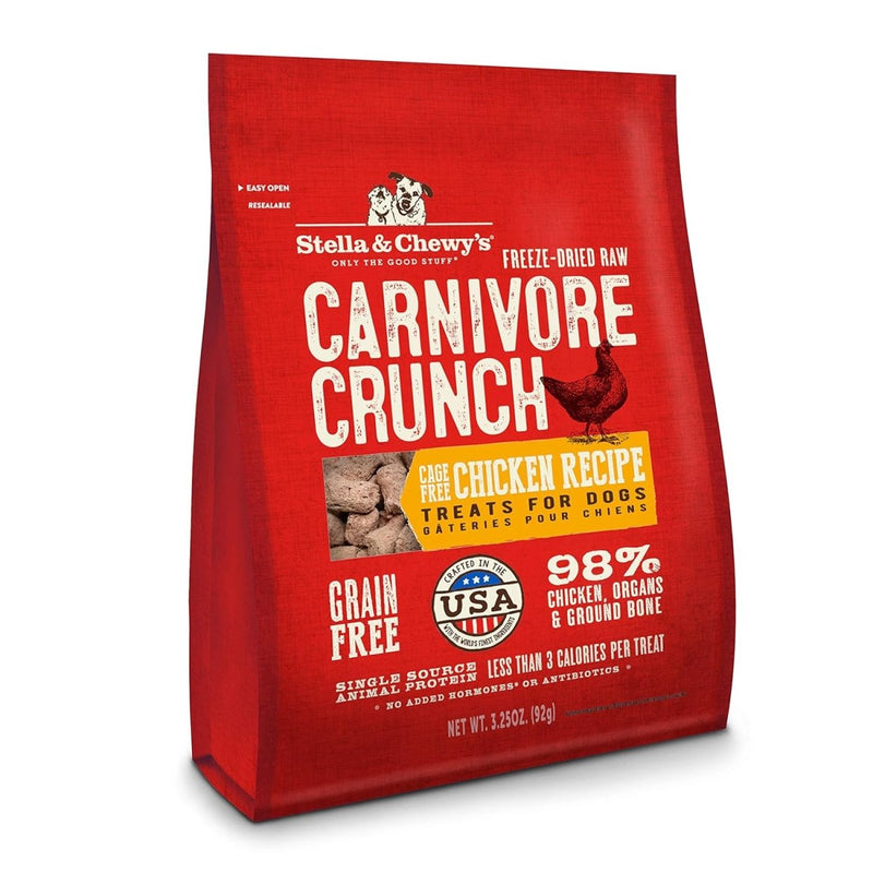 Stella & Chewy's Freeze - Dried Raw Carnivore Crunch Cage - Free Chicken Recipe Dog Treats – 3.25 oz. Bag