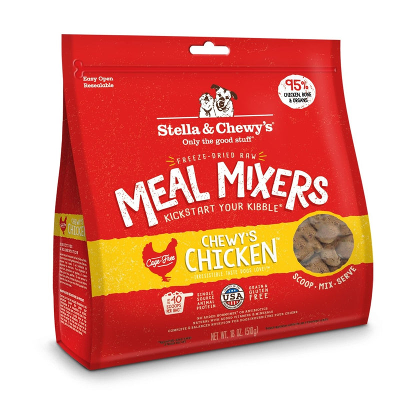 Stella & Chewy's Freeze Dried Raw Chew`s Chicken Meal Mixers – Dog Food Topper for Small & Large Breeds – Grain Free, Protein Rich Recipe – 18 oz Bag