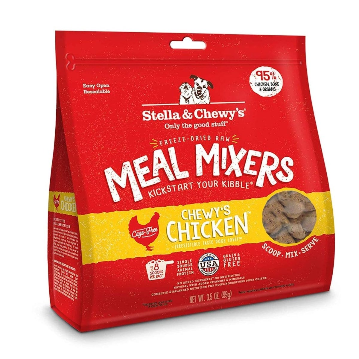 Stella & Chewy's Freeze Dried Raw Chewy`s Chicken Meal Mixers – Dog Food Topper for Small & Large Breeds – Grain Free, Protein Rich Recipe – 3.5 oz Bag