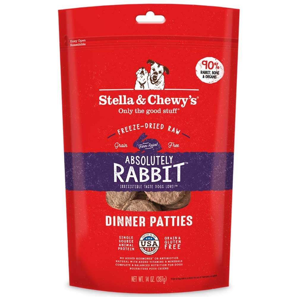 Stella & Chewy's Freeze Dried Raw Dinner Patties | Absolutely Rabbit Recipe | 14 oz Bag