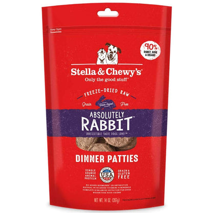 Stella & Chewy's Freeze Dried Raw Dinner Patties | Absolutely Rabbit Recipe | 14 oz Bag