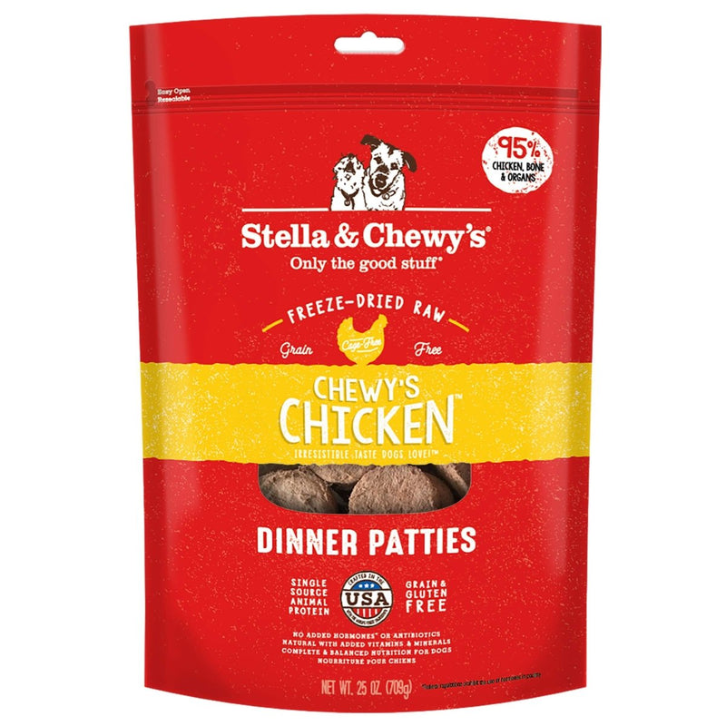 Stella & Chewy's Freeze Dried Raw Dinner Patties – Grain Free Dog Food, Protein Rich Chew`s Chicken Recipe – 25 oz Bag