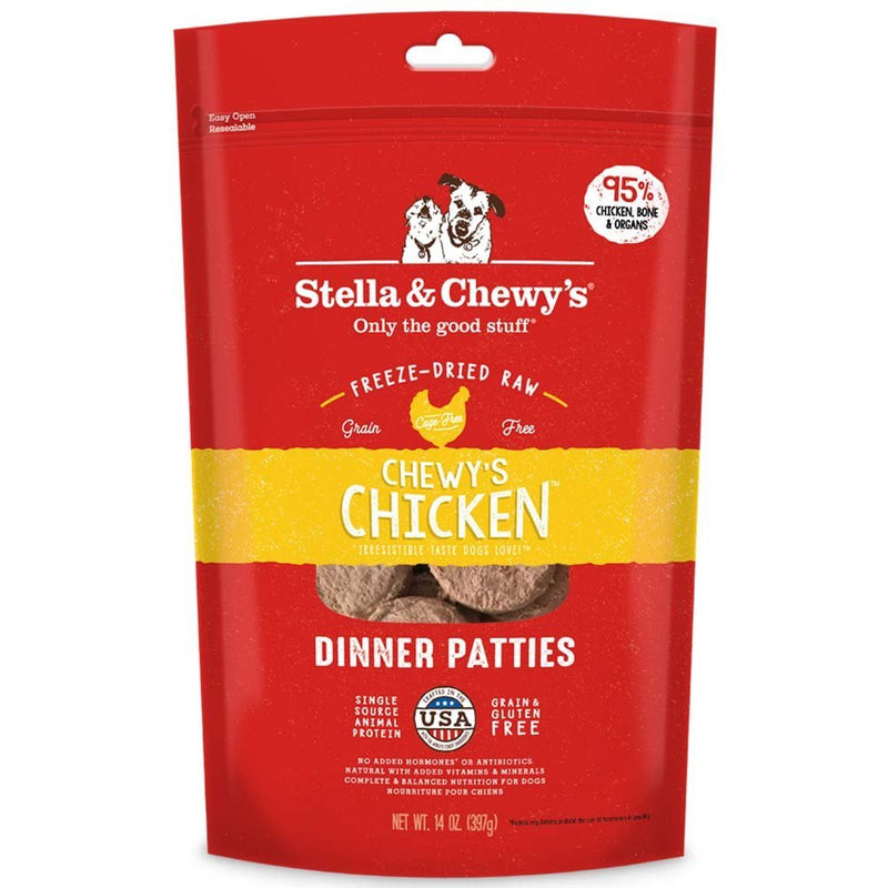 Stella & Chewy's Freeze Dried Raw Dinner Patties – Grain Free Dog Food, Protein Rich Chewy`s Chicken Recipe – 14 oz Bag