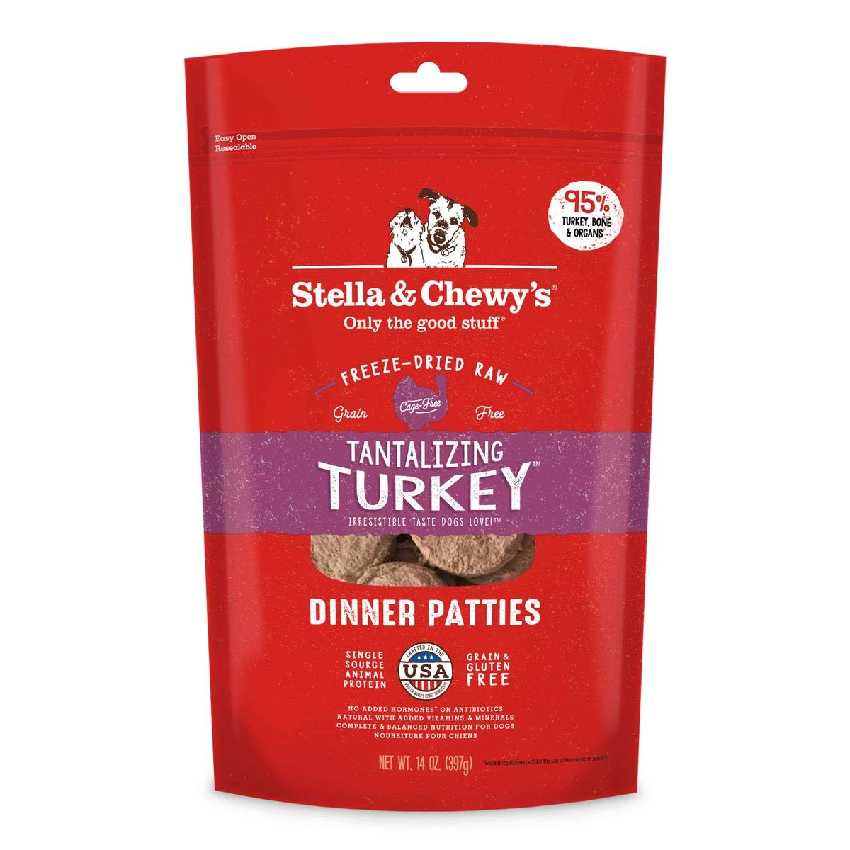 Stella & Chewy's Freeze Dried Raw Dinner Patties | Tantalizing Turkey Recipe | 14 oz Bag