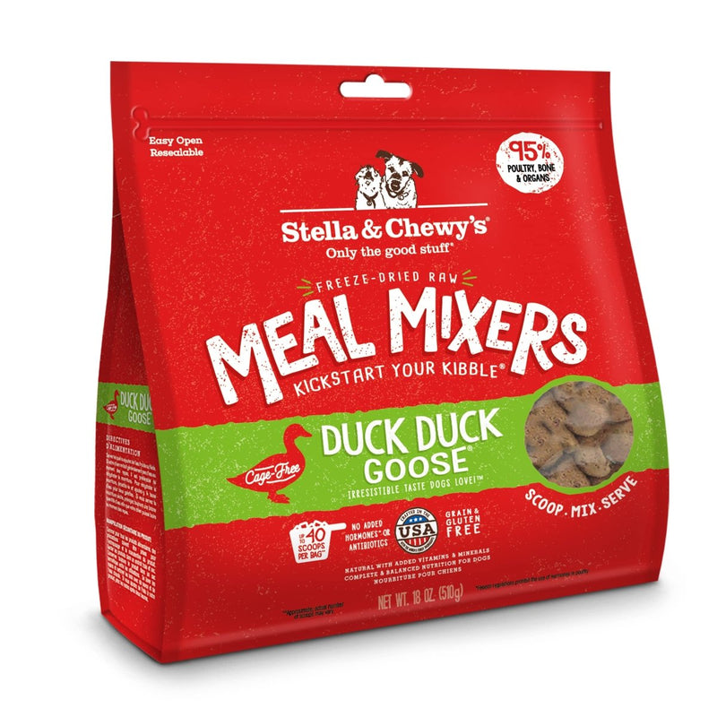 Stella & Chewy's Freeze Dried Raw Duck Duck Goose Meal Mixer – Dog Food Topper for Small & Large Breeds – Grain Free, Protein Rich Recipe – 18 oz Bag