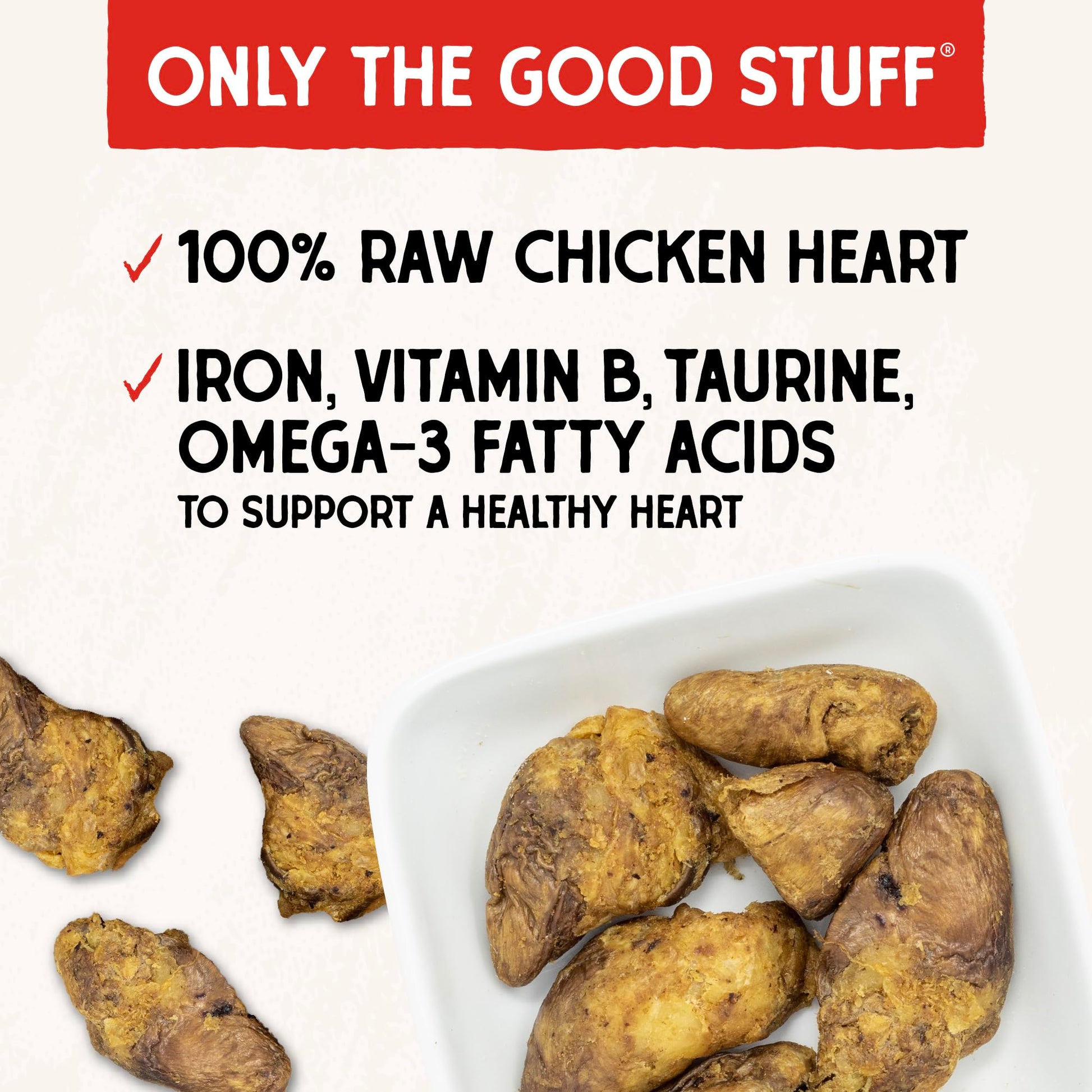 Stella & Chewy's Freeze - Dried Raw Single Ingredient Chicken Hearts Dog Treats, 3 oz. Bag