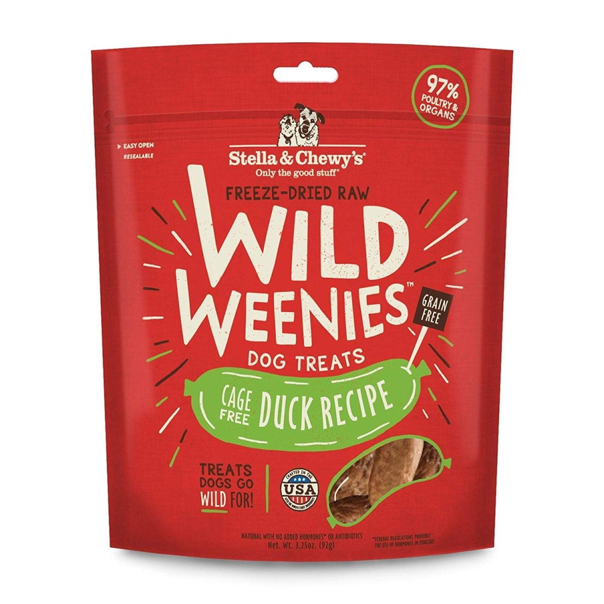 Stella & Chewy's Freeze - Dried Raw Wild Weenies Dog Treats – All - Natural, Protein Rich, Grain Free Dog & Puppy Treat – Great for Training & Rewarding – Cage - Free Duck Recipe – 3.25 oz Bag