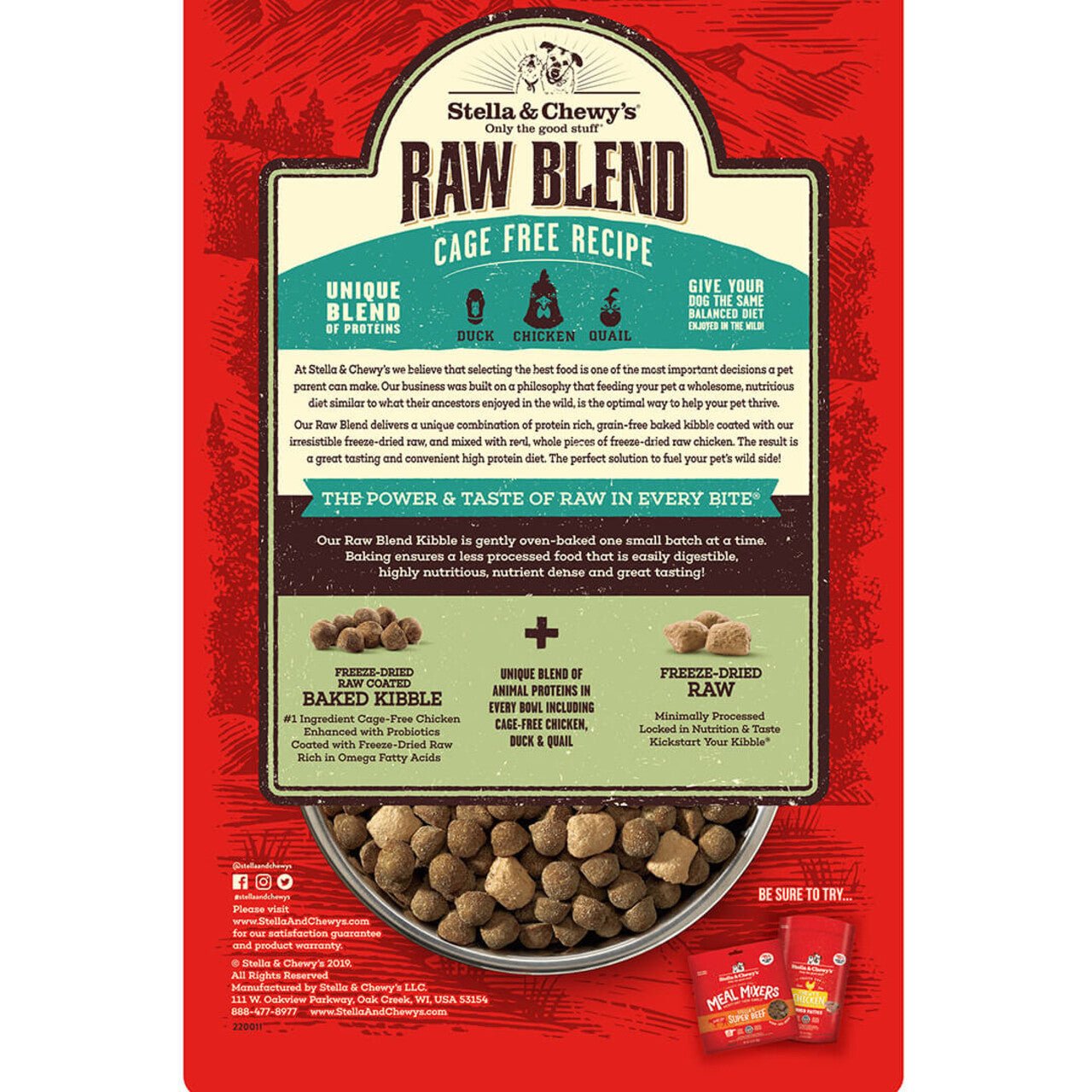 Stella & Chewy's Raw Blend Dog Kibble | Cage - Free Chicken Recipe (10 lb)