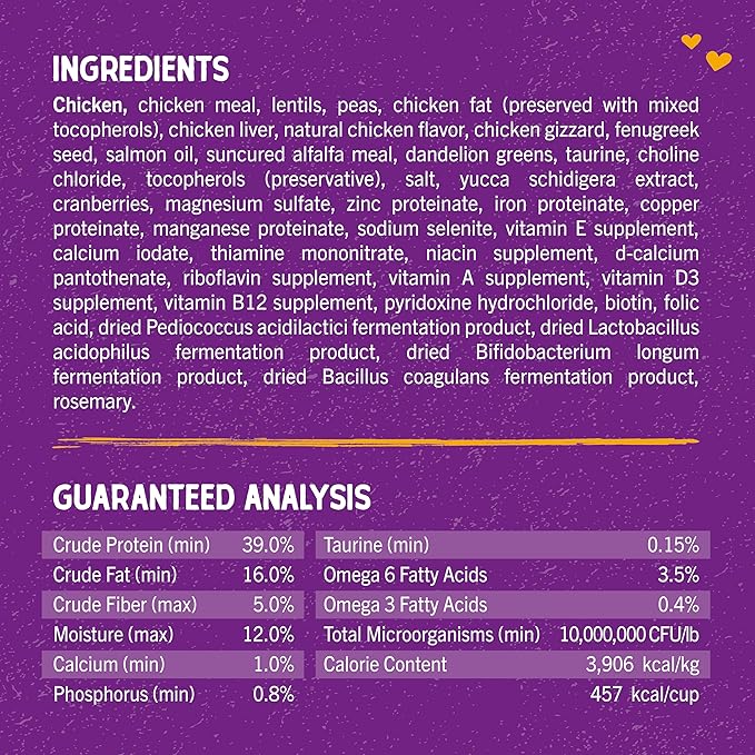 Stella & Chewy's Raw Coated Premium Kibble Cat Food – Grain Free, Protein Rich Meals – Cage - Free Chicken Recipe – 2.5 lb. Bag