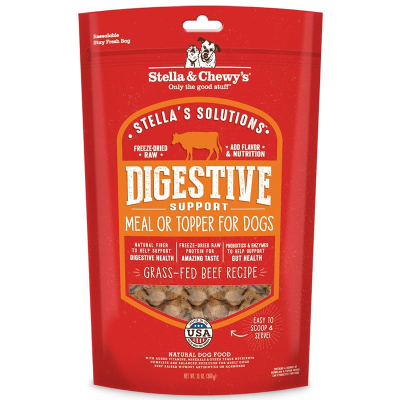 Stella & Chewy's – Stella’s Solutions Digestive Boost – Grass - Fed Beef Dinner Morsels – Freeze - Dried Raw, Protein Rich, Grain Free Dog Food – 13 oz Bag