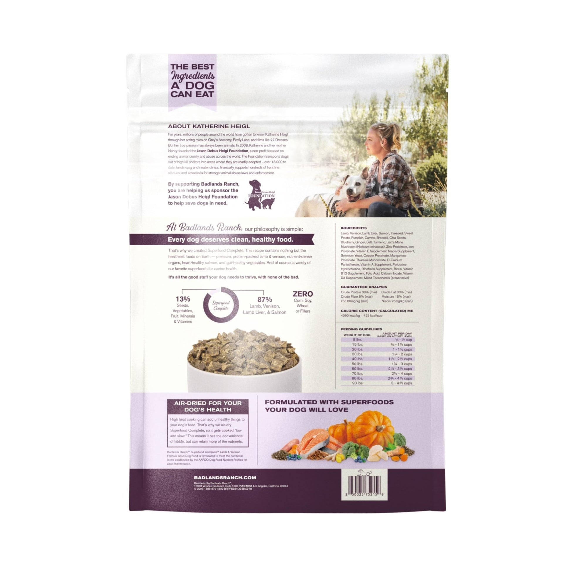 Superfood Complete, Air - Dried Adult Dog Food - High Protein, Zero Fillers, Superfood Nutrition by Katherine Heigl (64 oz., Lamb & Venison)
