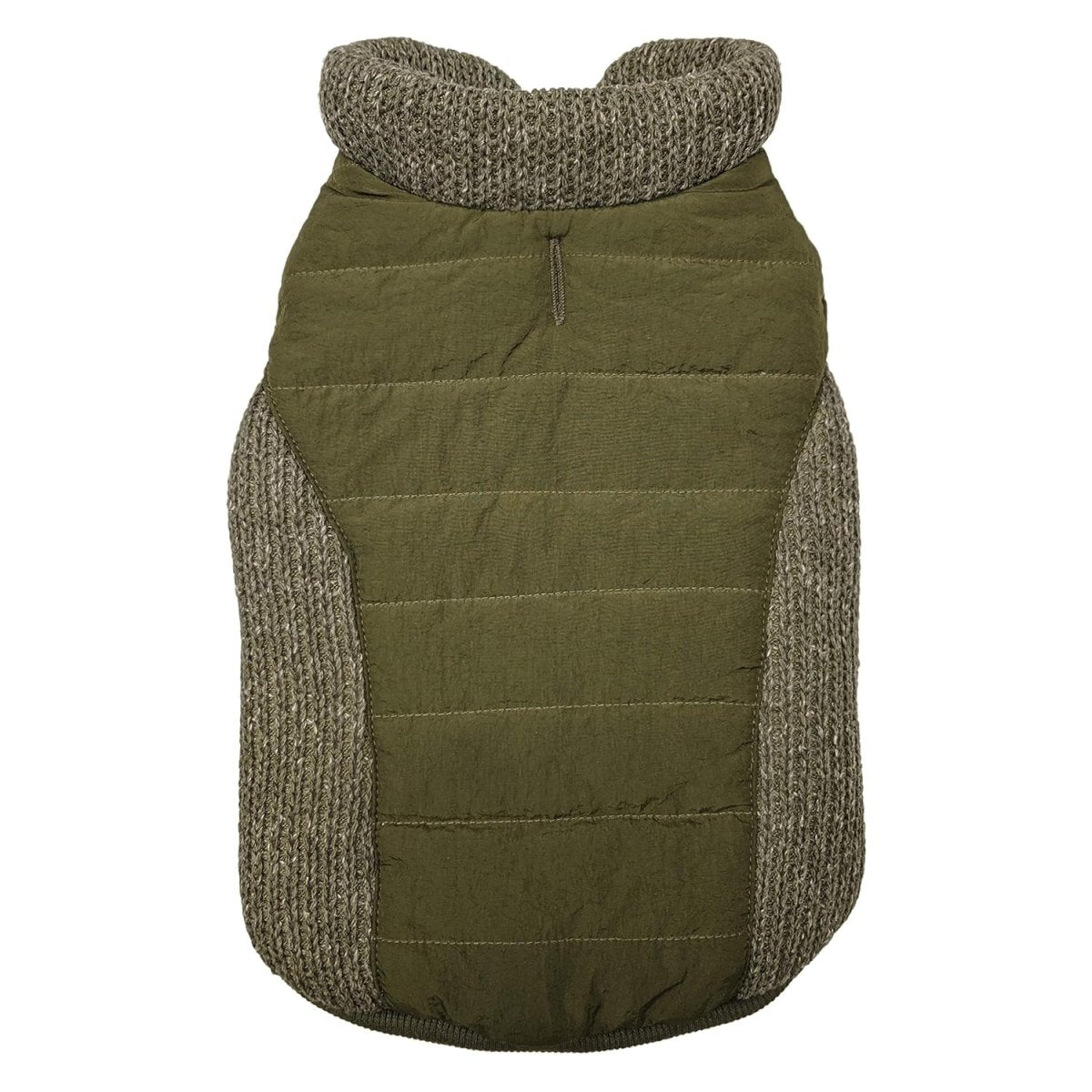 Sweater Trim Puffy Coat For Dog - Olive - Extra Small Dog Coat