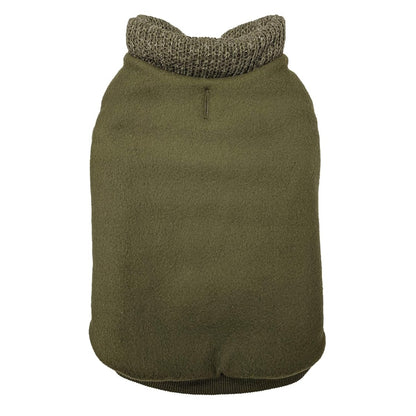 Sweater Trim Puffy Coat For Dog - Olive - Extra Small Dog Coat