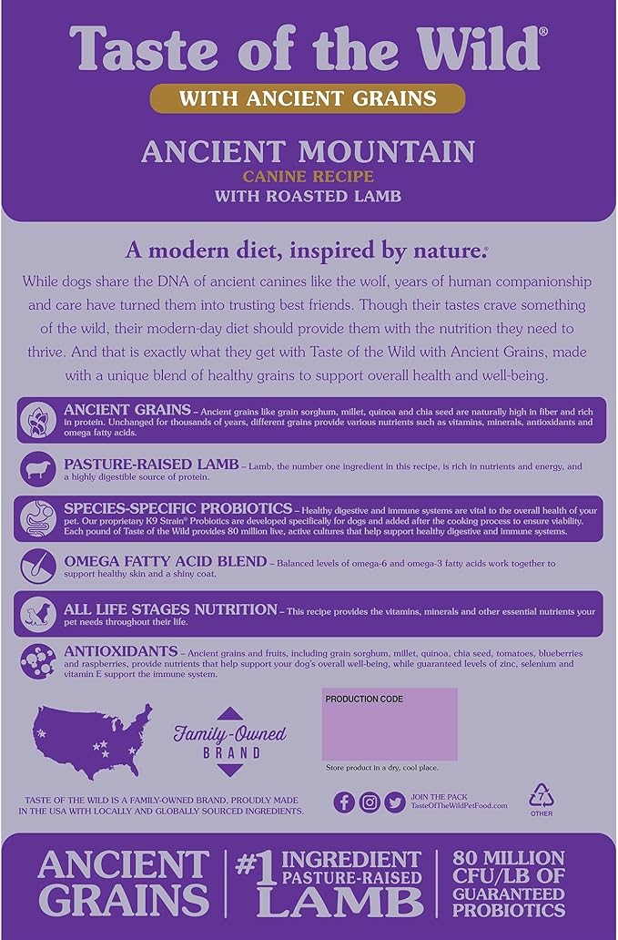 Taste of the wild ancient mountain canine with roasted lamb