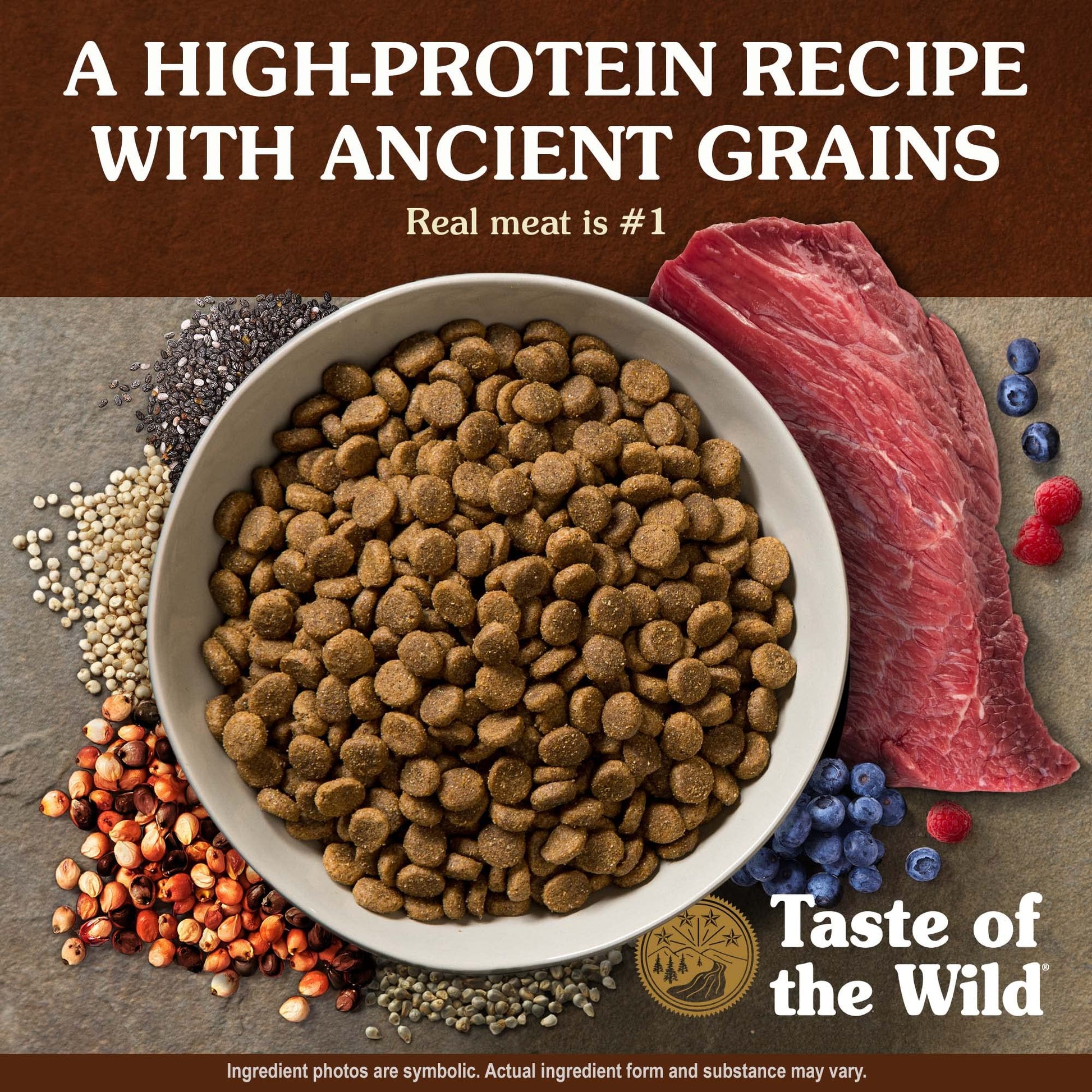 Taste of the Wild Ancient Prairie Canine Recipe with Roasted Bison & Venison – High - Protein Dry Dog Food with Ancient Grains – 5 lb Bag