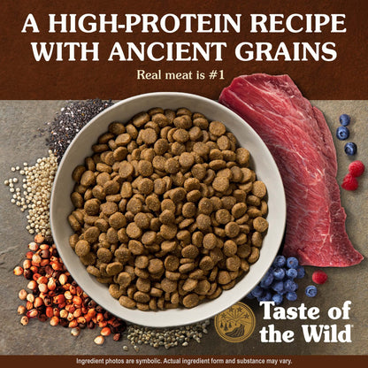 Taste of the Wild Ancient Prairie Canine Recipe with Roasted Bison & Venison – High - Protein Dry Dog Food with Ancient Grains – 5 lb Bag