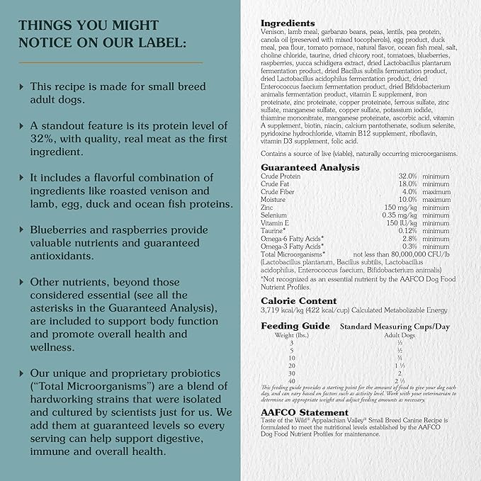 Taste of the wild Appalachian valley small breed canine recipe with venison & garbanzo 14lb