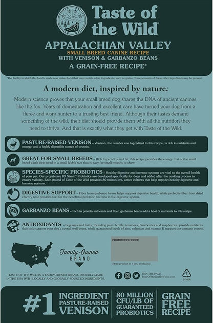 Taste of the wild Appalachian valley small breed canine recipe with venison & garbanzo 14lb