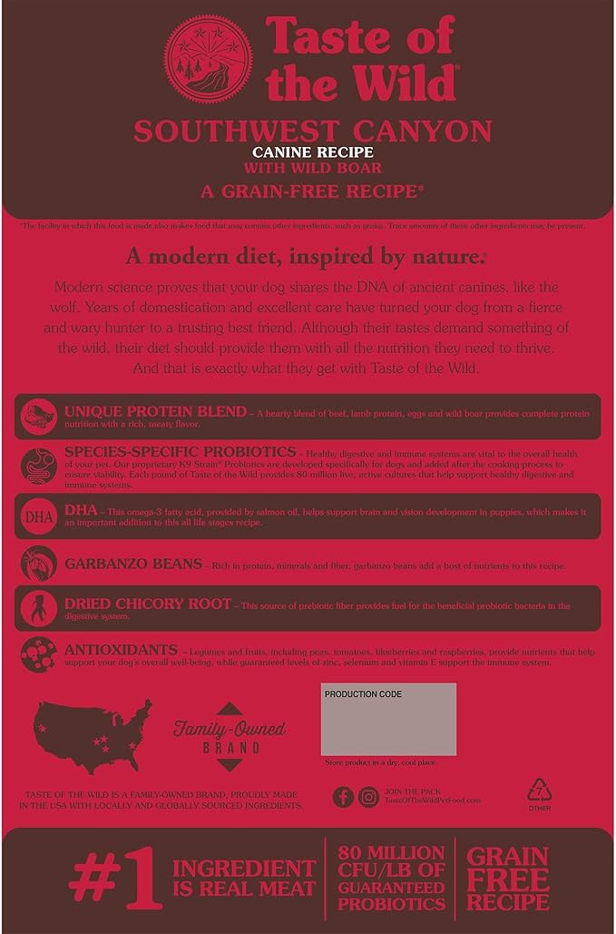 Taste of the wild canine recipe with wild boar 5lbs