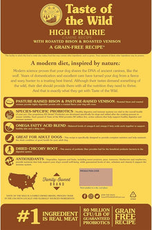 Taste of the wild high prairie grain free canine recipe 28lbs dry dog food