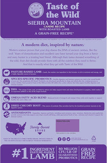 Taste of the wild sierra mountain lamb grain free canine recipe 28lbs dry dog food