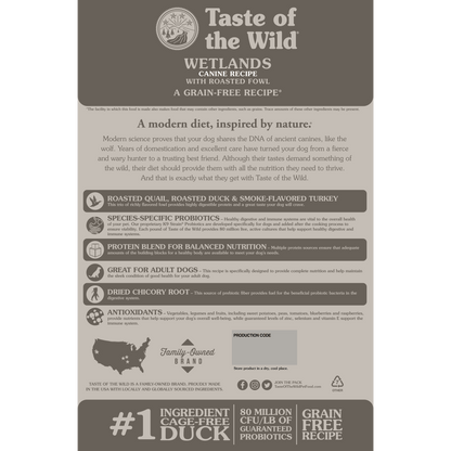 Taste the wild wetlands canine recipe 28lb