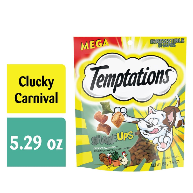 Temptations ShakeUps Crunchy and Soft Cat Treats - Clucky Carnival Flavor - 5.29 oz. Pouch