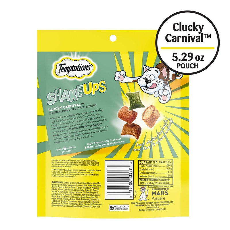 Temptations ShakeUps Crunchy and Soft Cat Treats - Clucky Carnival Flavor - 5.29 oz. Pouch