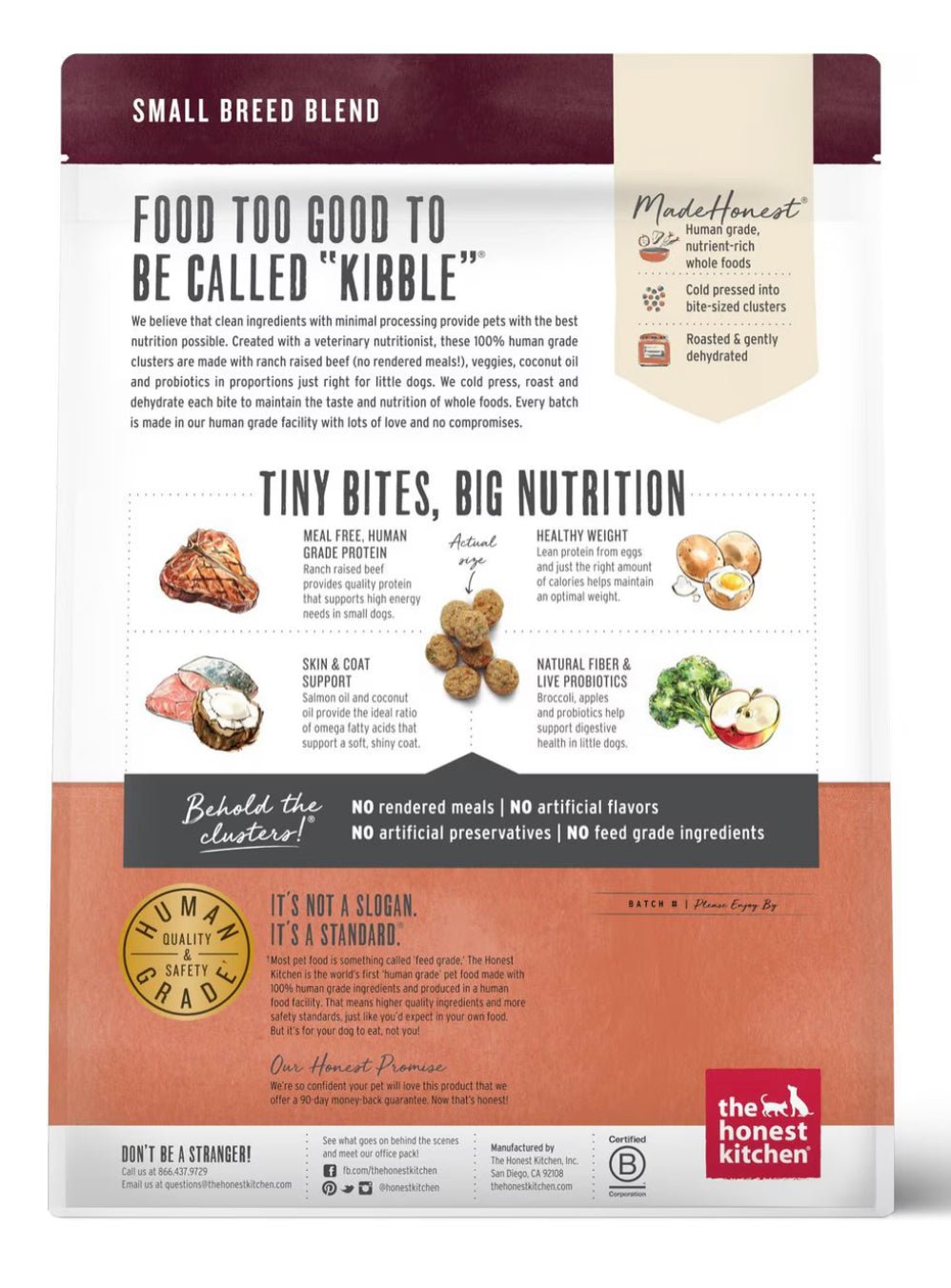 The Honest Kitchen Whole Food Clusters Small Breed Grain - Free Beef Dry Dog Food, 4 - lb bag