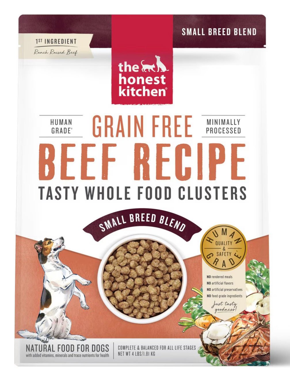 The Honest Kitchen Whole Food Clusters Small Breed Grain - Free Beef Dry Dog Food, 4 - lb bag