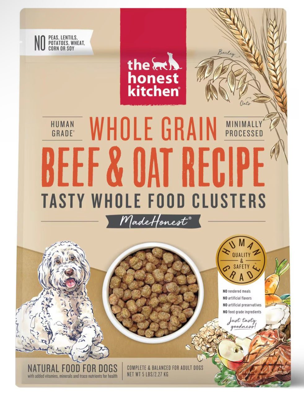 The Honest Kitchen Whole Food Clusters Whole Grain Beef & Oat Dry Dog Food, 5 - lb bag