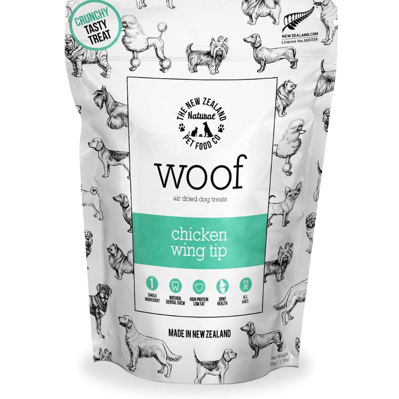 The New Zealand Natural Pet Food Co WOOF Air Dried Dog Treats - Chicken Wing Tip, High Protein, Dog Treats Small Dogs and Dog Treats for Large Dog, Natural, Topper or Dog Treat, 1.76 oz