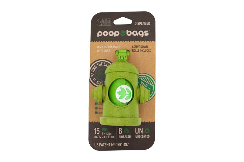 The Original Poop Bags Dog Bags For Poop Refills Bags Rolls Hydrant Dispenser with Leash Clip - 38% Plant Based USDA - Leak Proof & Strong Doggy Bag - Unscented