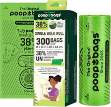 The Original Poop Bags Dog Poop Bags Rolls - Refills - 38% Plant Based - Leak Proof & Strong Doggy Bag - USDA Certified - Unscented