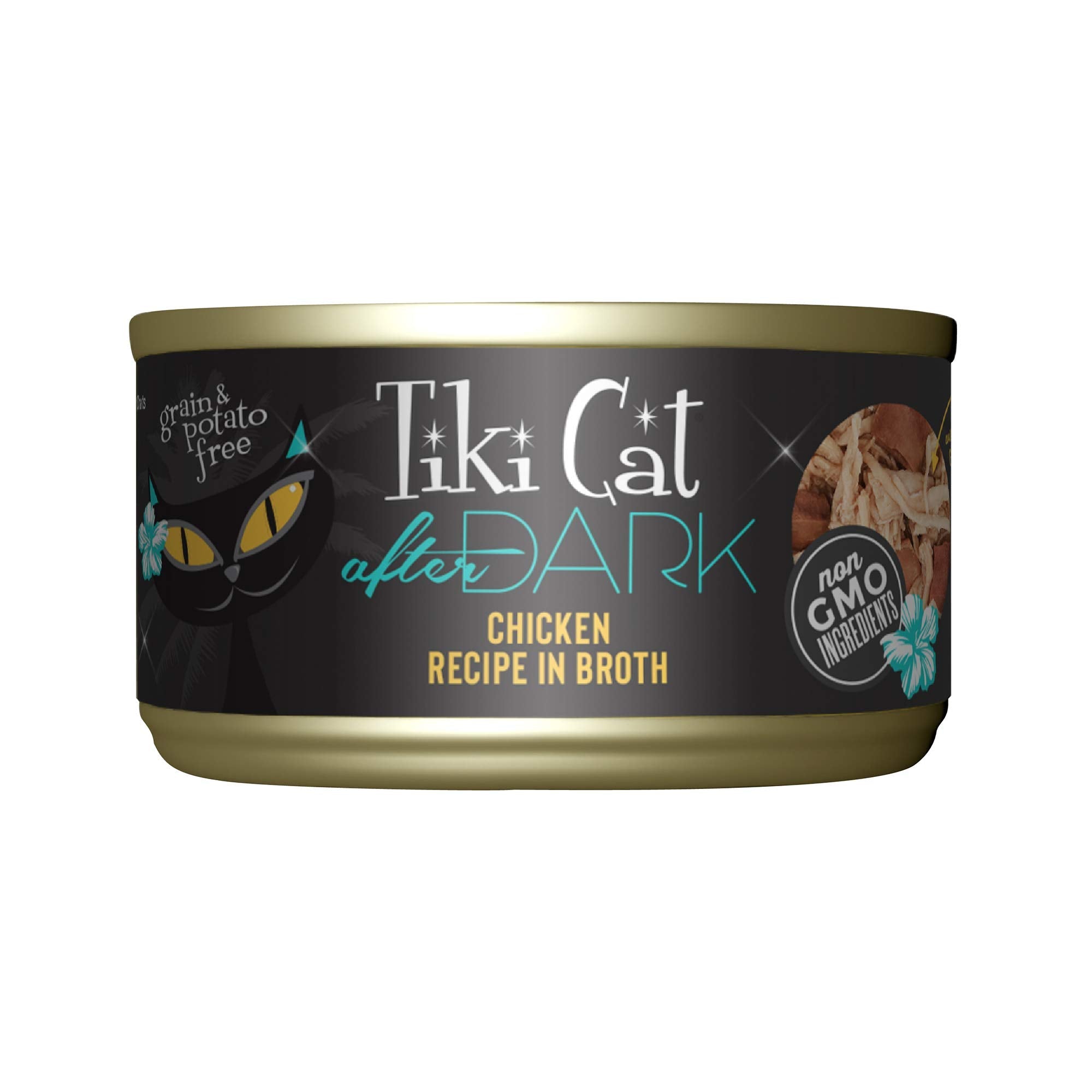 Tiki Cat After Dark, Chicken, High - Protein and 100% Non - GMO Ingredients, Wet Cat Food for Adult Cats, 2.8 oz. Cans (Pack of 12)