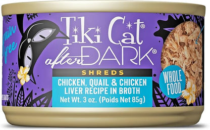 Tiki cat after dark shreds with chicken quail and chicken liver