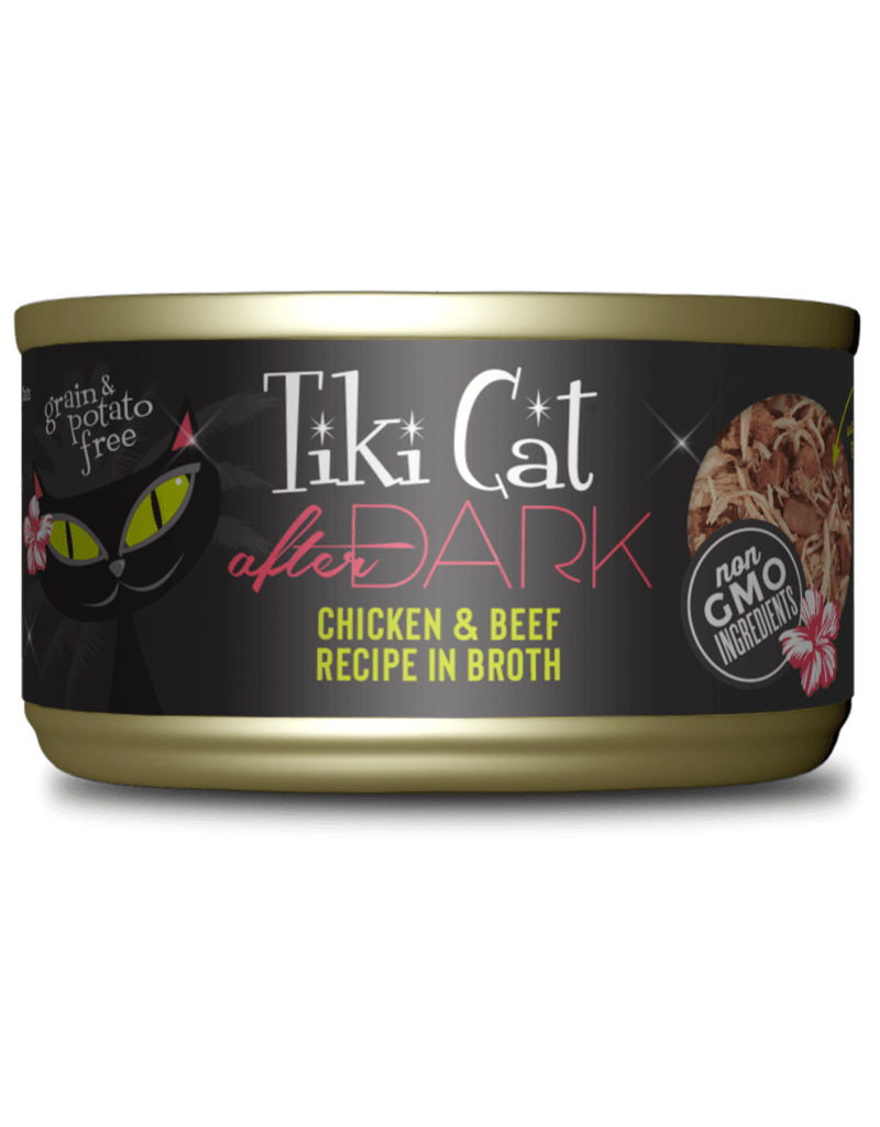 Tiki cat after dark wet canned cat food chicken & beef recipe in broth 3oz