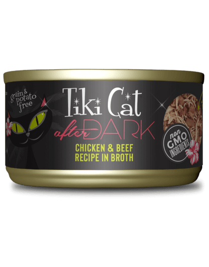 Tiki cat after dark wet canned cat food chicken & beef recipe in broth 3oz