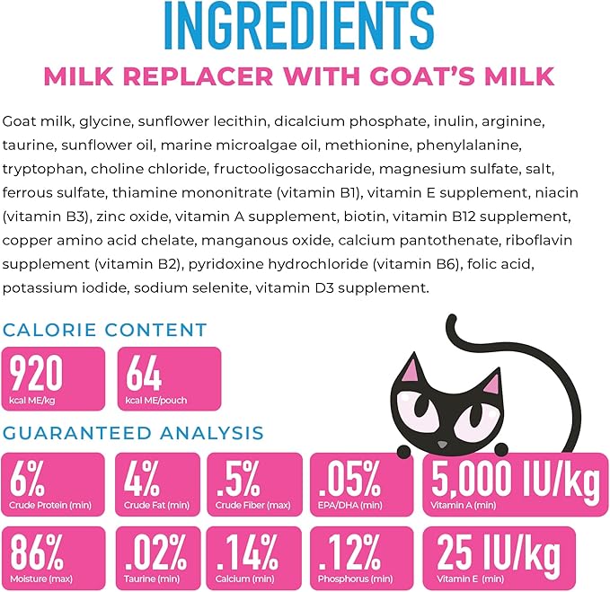Tiki Cat baby milk replacer 6 oz with goats milk