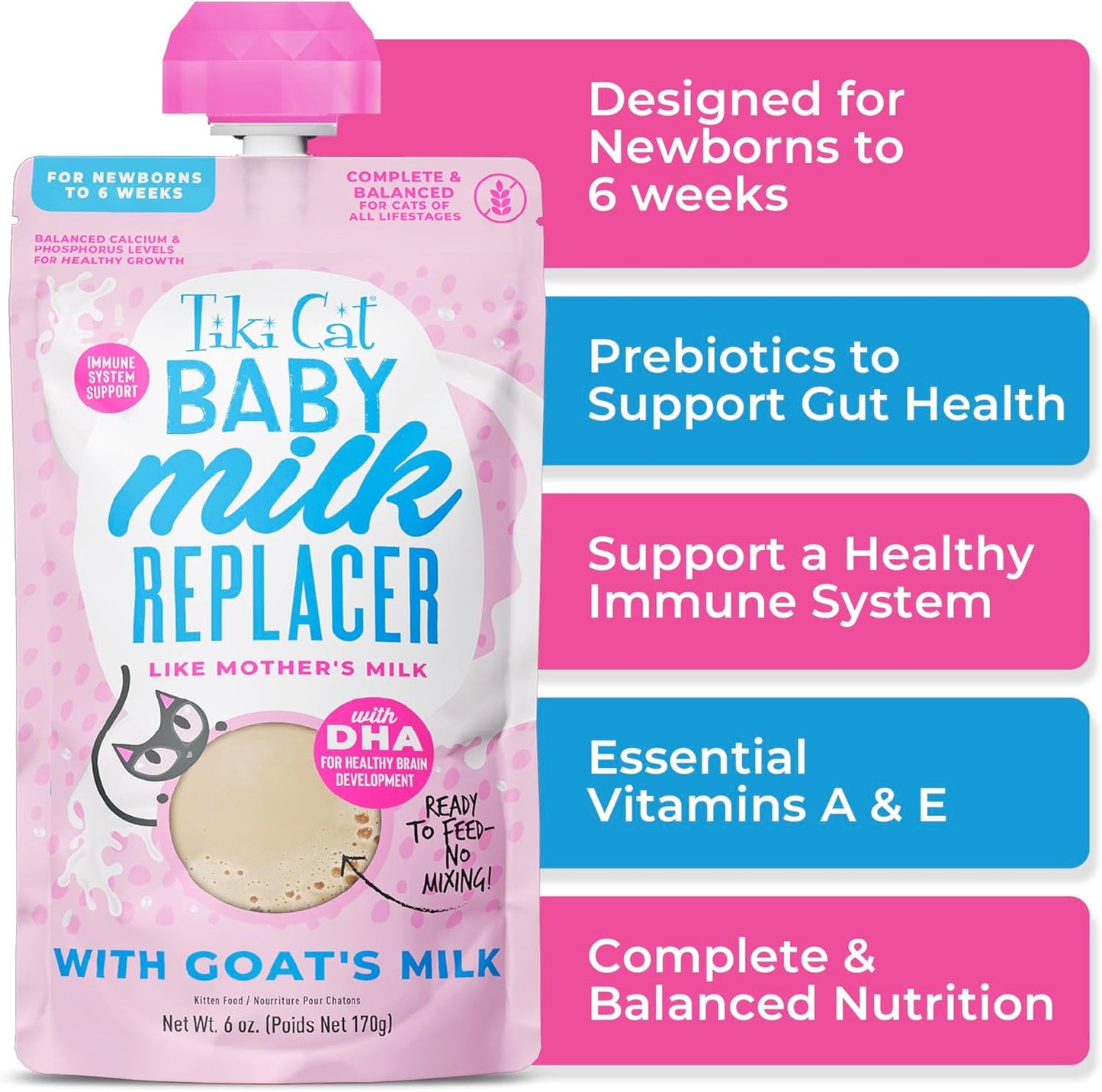 Tiki Cat baby milk replacer 6 oz with goats milk