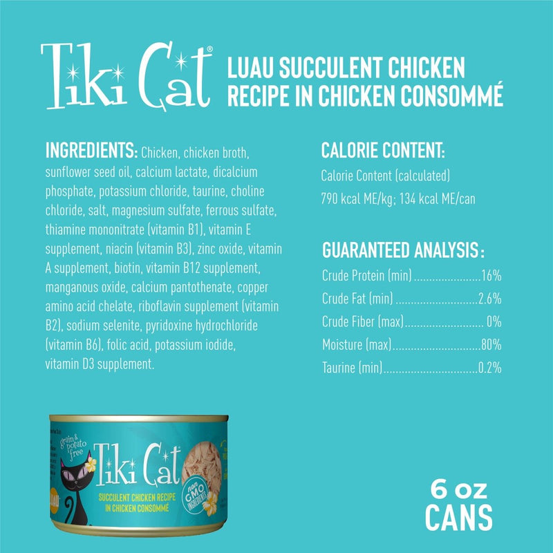 Tiki Cat Luau Grain - Free - Succulent Chiken Recipe Adult Cat Food - 6oz