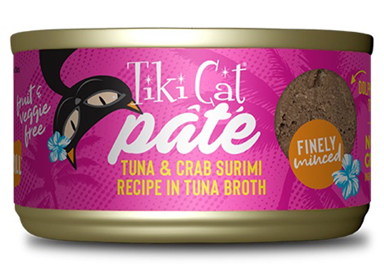 Tiki cat pate tuna crab in tuna broth 3oz canned cat food
