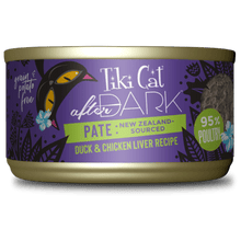 Tikicat after dark pate New Zealand sourced duck & chicken liver 3oz canned cat food
