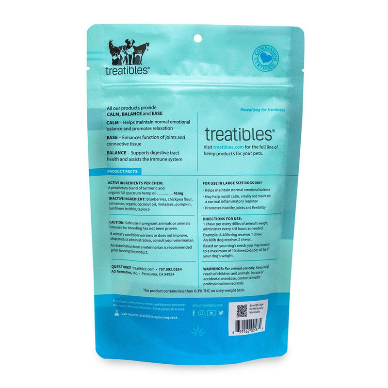 Treatibles Ease Full Spectrum Hemp Oil Hard Chews for Large Dogs